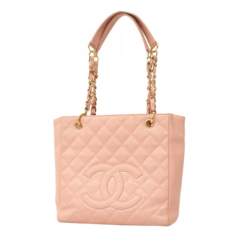 Chanel Tote Matelasse Caviar Skin Pink Gold Hardware Women