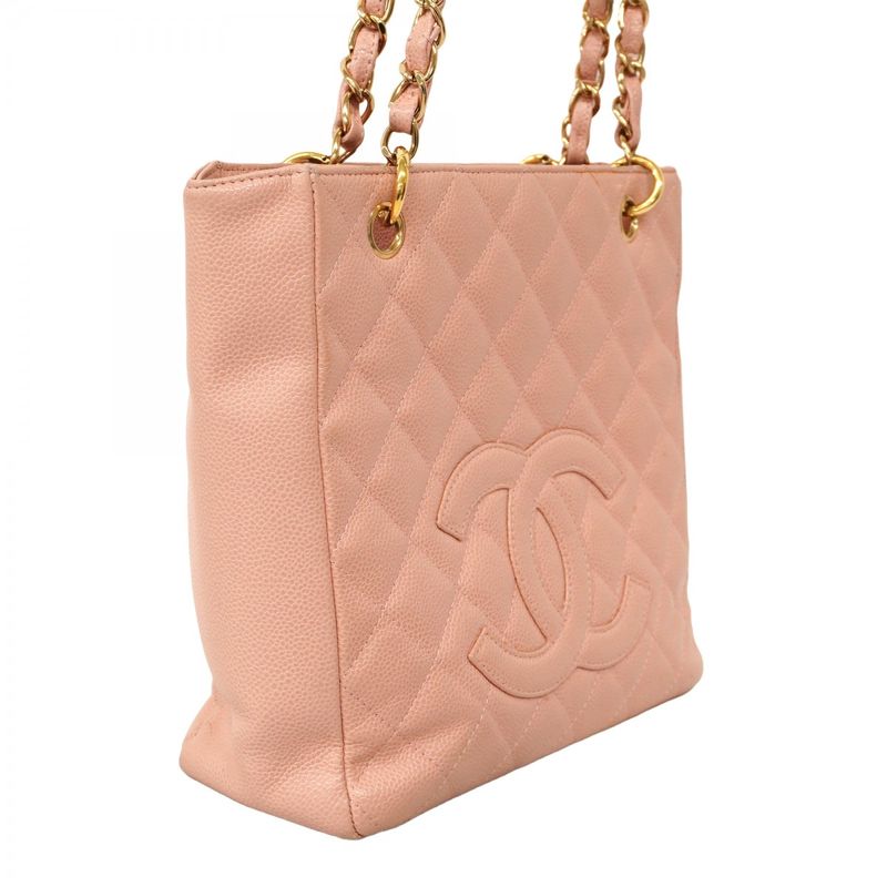 Chanel Tote Matelasse Caviar Skin Pink Gold Hardware Women