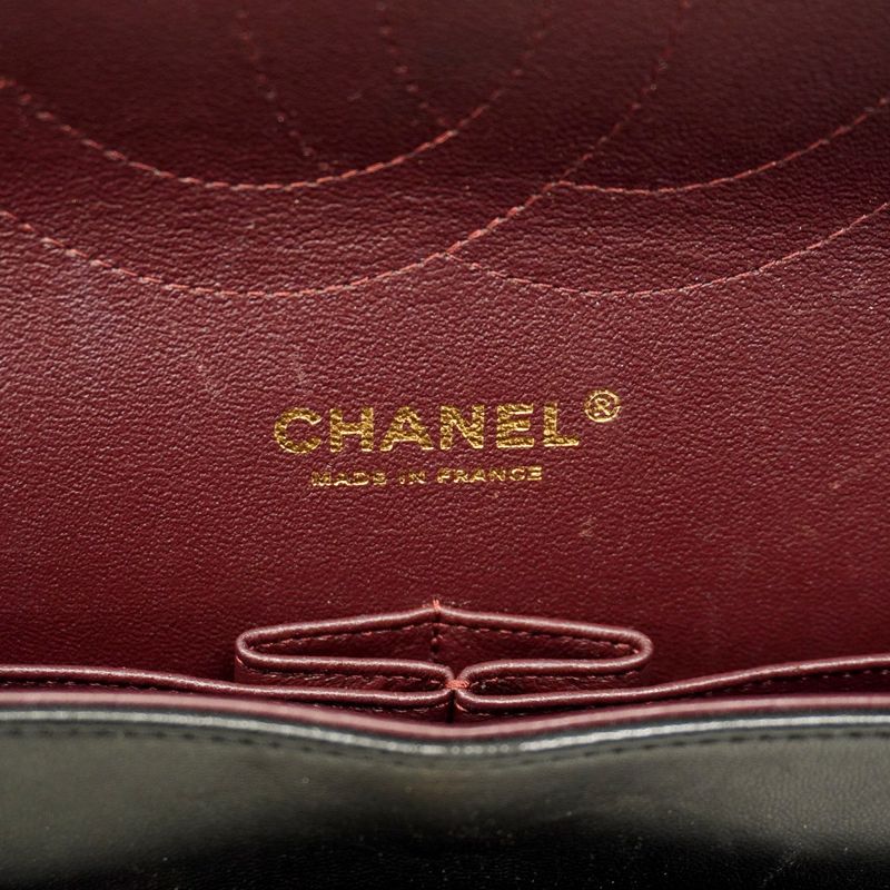 Chanel Shoulder Bag Deka Matelasse Lambskin Black Gold Hardware Women