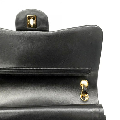 Chanel Shoulder Bag Deka Matelasse Lambskin Black Gold Hardware Women