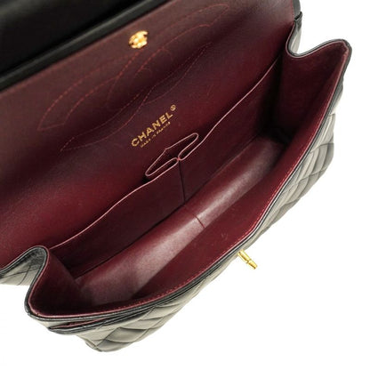 Chanel Shoulder Bag Deka Matelasse Lambskin Black Gold Hardware Women