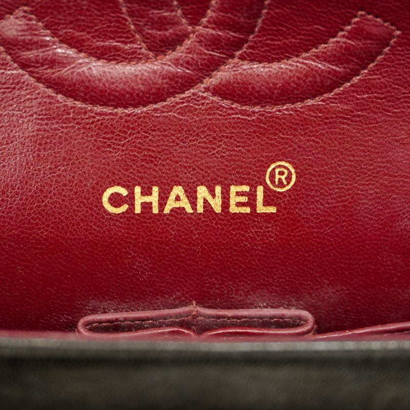 Chanel Shoulder Bag Matelasse Lambskin Black Gold Hardware Women