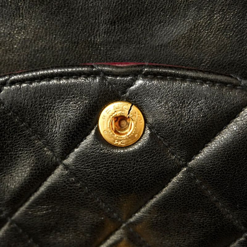 Chanel Shoulder Bag Matelasse Lambskin Black Gold Hardware Women