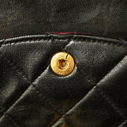 Chanel Shoulder Bag Matelasse Lambskin Black Gold Hardware Women