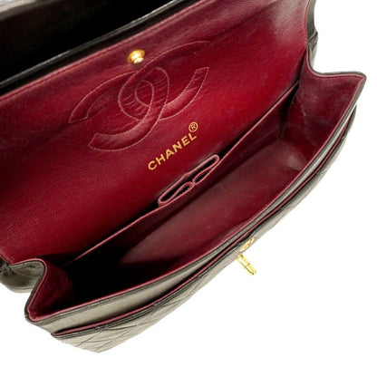 Chanel Shoulder Bag Matelasse Lambskin Black Gold Hardware Women