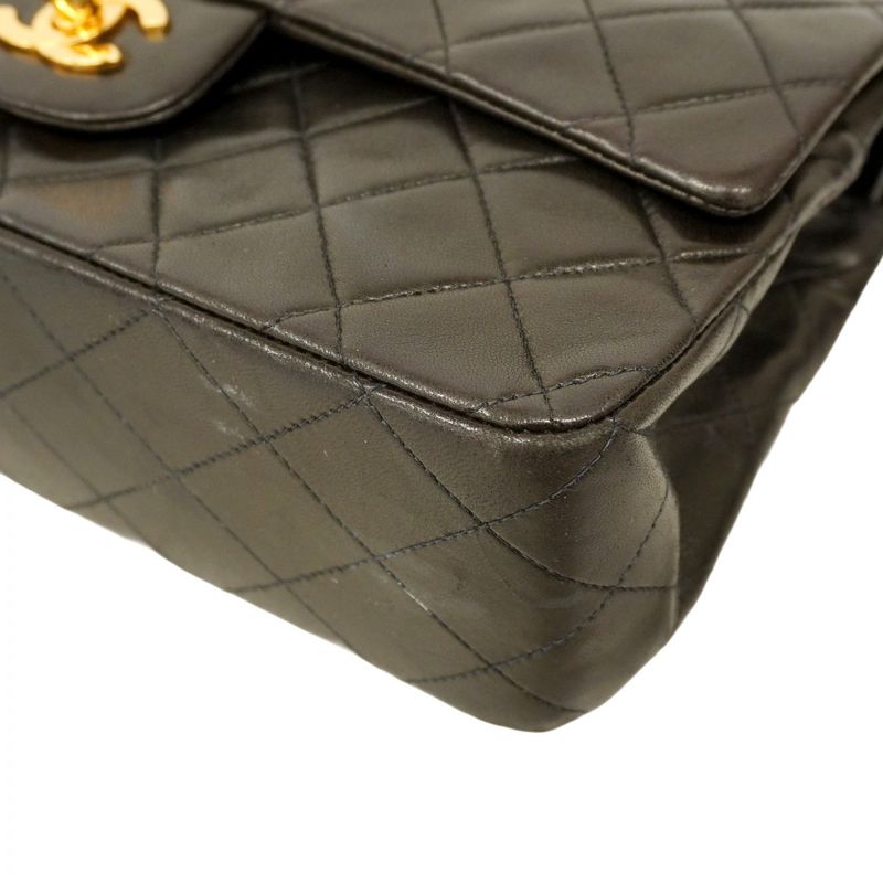 Chanel Shoulder Bag Matelasse Lambskin Black Gold Hardware Women