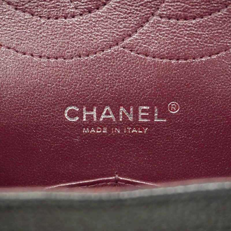 Chanel Shoulder Bag Deca Matelasse Caviar Skin Black Silver Hardware Women