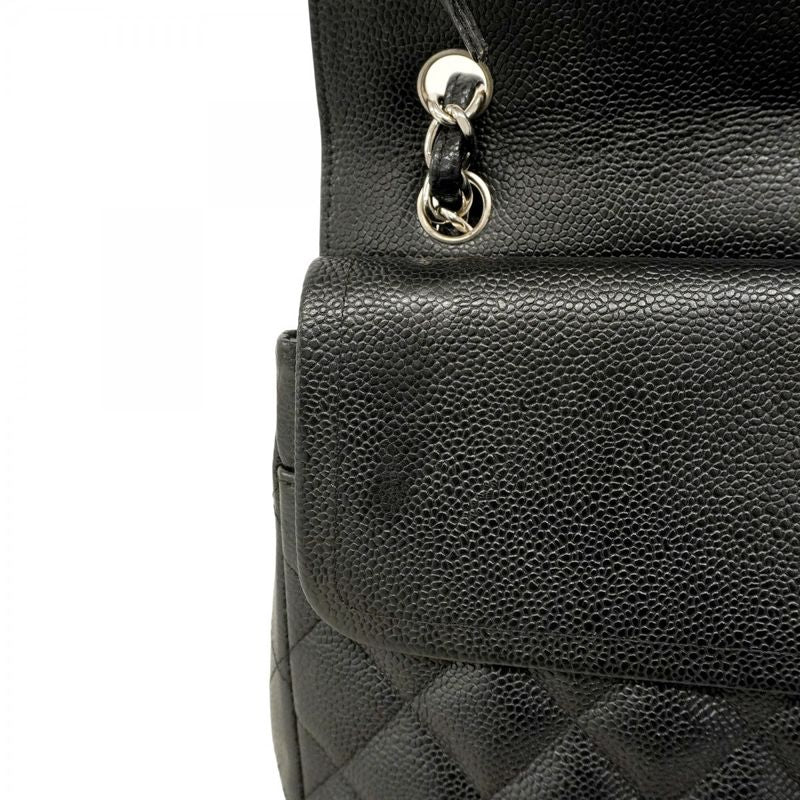 Chanel Shoulder Bag Deca Matelasse Caviar Skin Black Silver Hardware Women