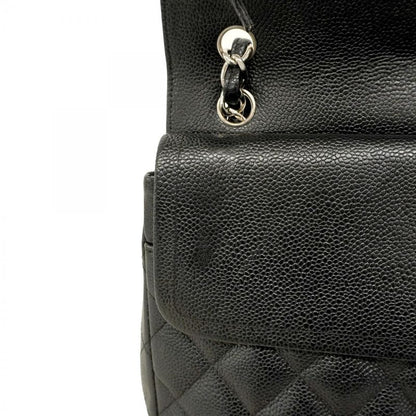 Chanel Shoulder Bag Deca Matelasse Caviar Skin Black Silver Hardware Women
