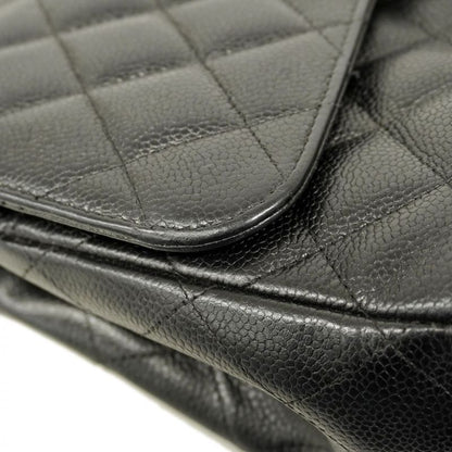 Chanel Shoulder Bag Deca Matelasse Caviar Skin Black Silver Hardware Women