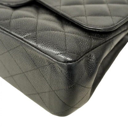 Chanel Shoulder Bag Deca Matelasse Caviar Skin Black Silver Hardware Women
