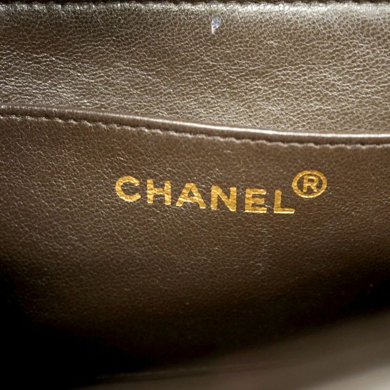 Chanel Shoulder Bag Chevron Lambskin Black Gold Hardware Women