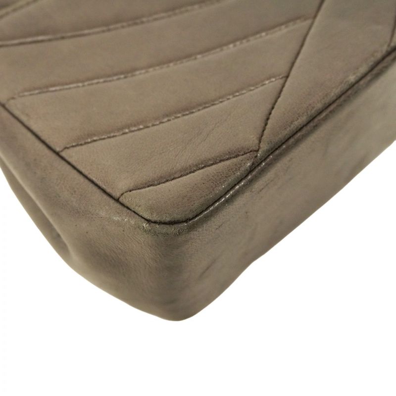 Chanel Shoulder Bag Chevron Lambskin Black Gold Hardware Women