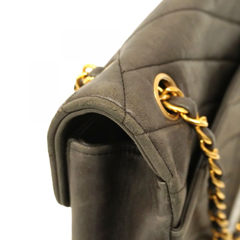 Chanel Shoulder Bag Chevron Lambskin Black Gold Hardware Women