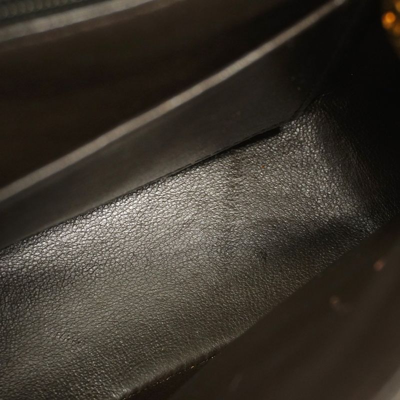 Chanel Shoulder Bag Chevron Lambskin Black Gold Hardware Women