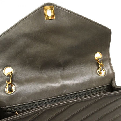 Chanel Shoulder Bag Chevron Lambskin Black Gold Hardware Women