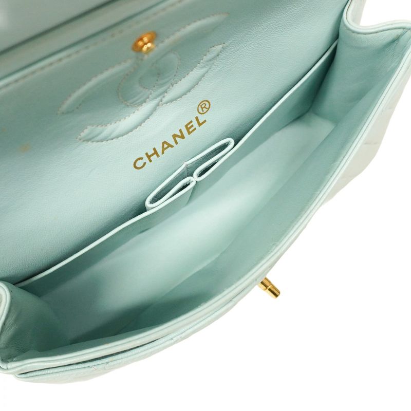 Chanel Shoulder Bag Matelasse Lambskin Green Gold Hardware Women