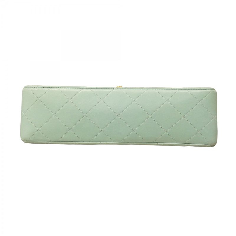 Chanel Shoulder Bag Matelasse Lambskin Green Gold Hardware Women