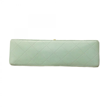 Chanel Shoulder Bag Matelasse Lambskin Green Gold Hardware Women