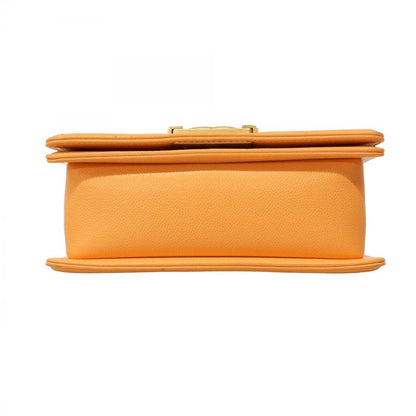 Chanel Shoulder Bag Boy Chanel/v-stitched Caviar Skin Orange Gold Hardware Women