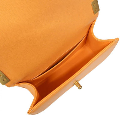 Chanel Shoulder Bag Boy Chanel/v-stitched Caviar Skin Orange Gold Hardware Women