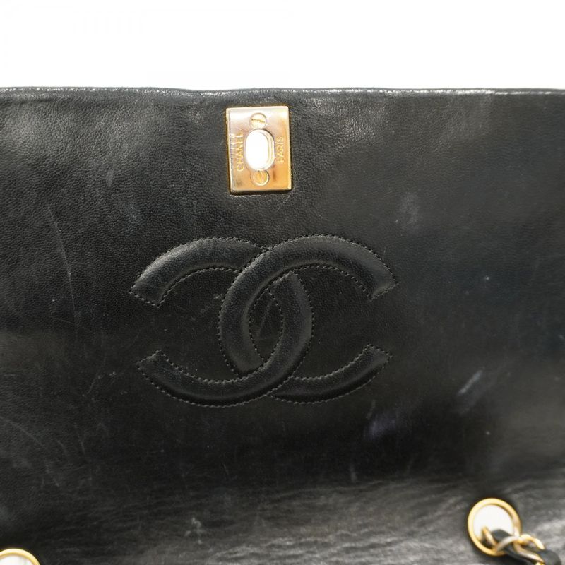 Chanel Shoulder Bag Matelasse Lambskin Black Gold Hardware Women