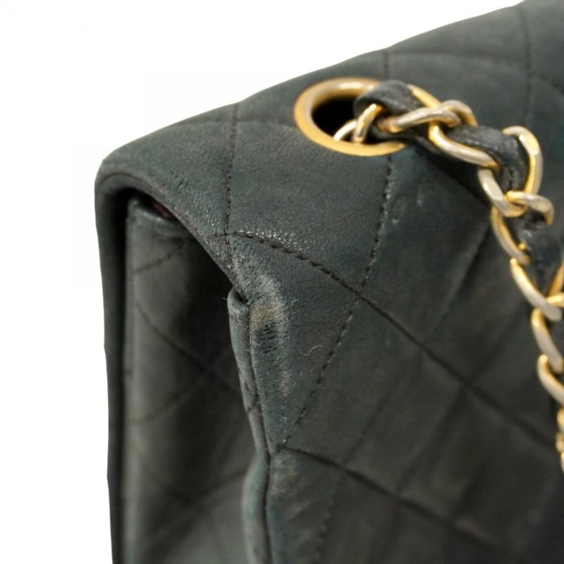 Chanel Shoulder Bag Matelasse Lambskin Black Gold Hardware Women