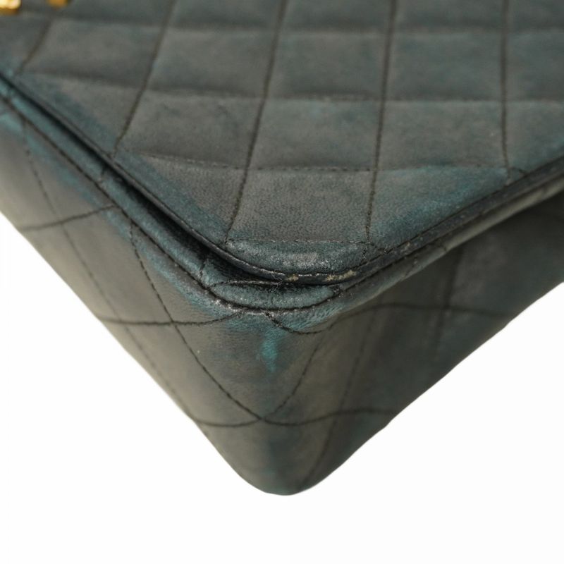 Chanel Shoulder Bag Matelasse Lambskin Black Gold Hardware Women