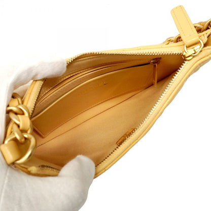 Chanel Shoulder Bag Matelasse Lambskin Beige Gold Hardware Women