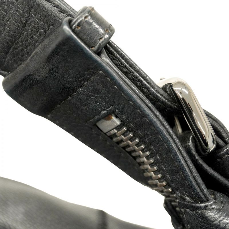 Chanel Shoulder Bag Choco Bar Leather Black Silver Hardware Women