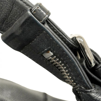 Chanel Shoulder Bag Choco Bar Leather Black Silver Hardware Women