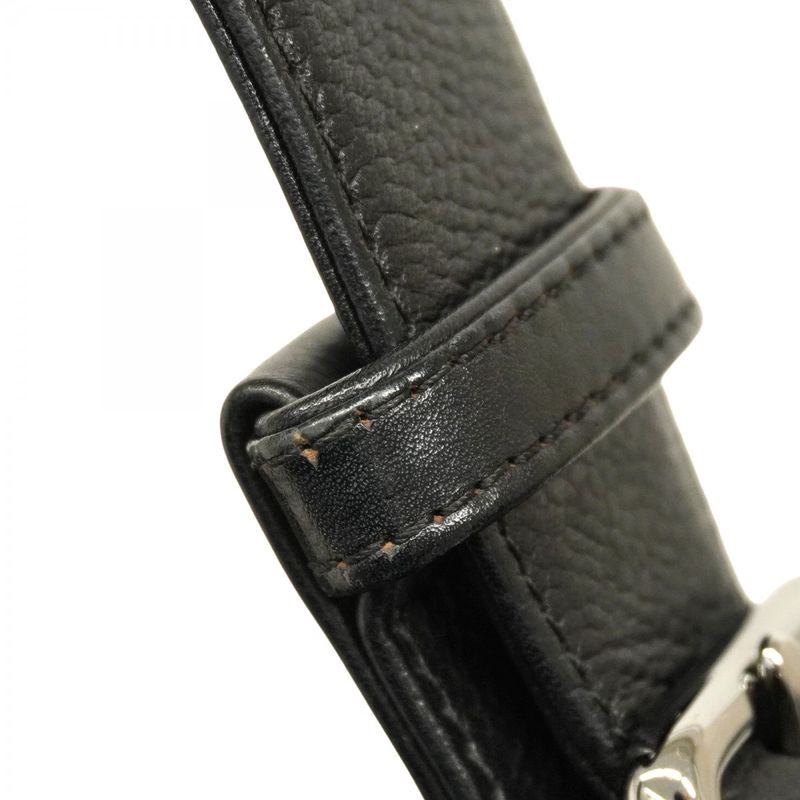 Chanel Shoulder Bag Choco Bar Leather Black Silver Hardware Women