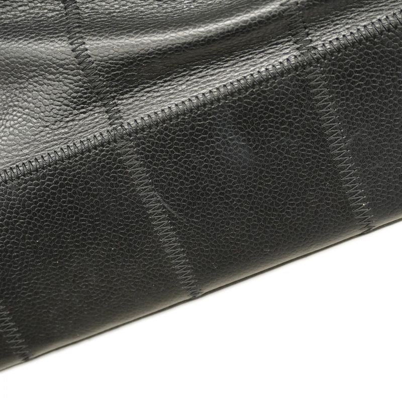 Chanel Shoulder Bag Choco Bar Leather Black Silver Hardware Women