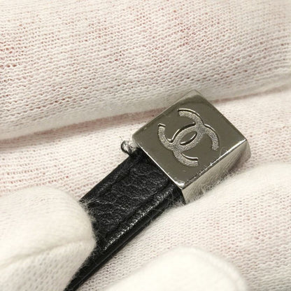 Chanel Shoulder Bag Choco Bar Leather Black Silver Hardware Women