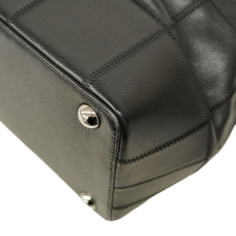 Chanel Shoulder Bag Choco Bar Leather Black Silver Hardware Women