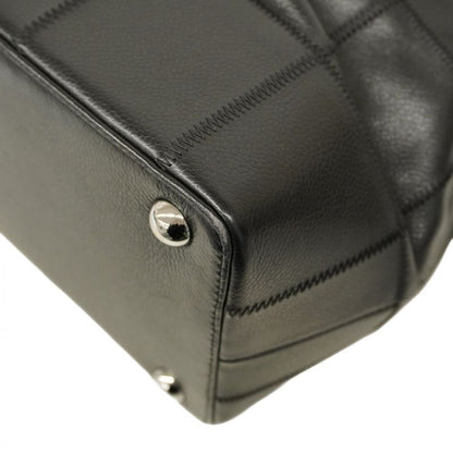 Chanel Shoulder Bag Choco Bar Leather Black Silver Hardware Women