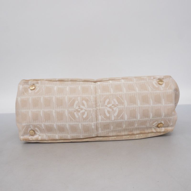 Chanel Tote New Travel Nylon Beige Chien Pan Gold Hardware Women's
