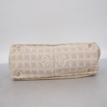 Chanel Tote New Travel Nylon Beige Chien Pan Gold Hardware Women's