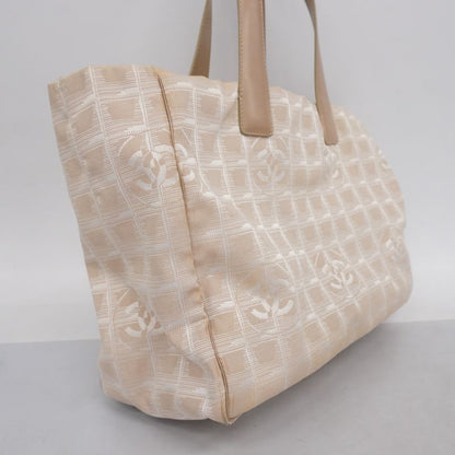 Chanel Tote New Travel Nylon Beige Chien Pan Gold Hardware Women's