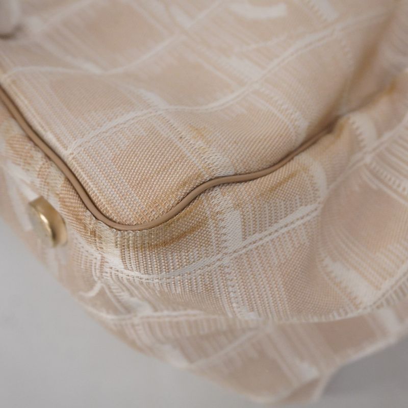 Chanel Tote New Travel Nylon Beige Chien Pan Gold Hardware Women's