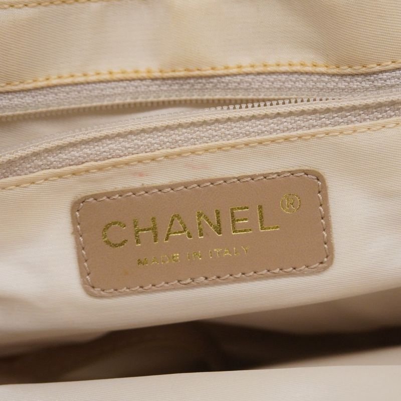 Chanel Tote New Travel Nylon Beige Chien Pan Gold Hardware Women's