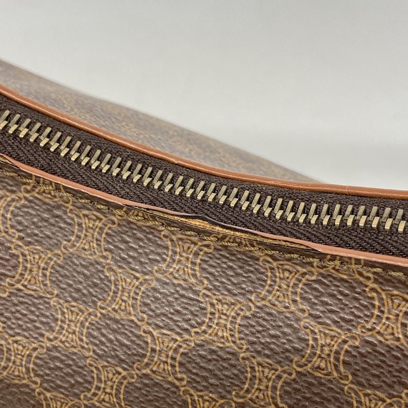 Celine Shoulder Bag Macadam PVC Brown Gold Hardware Women