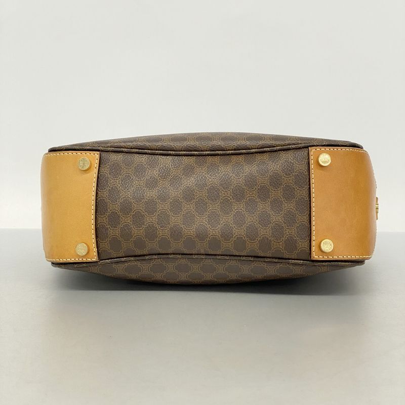 Celine Shoulder Bag Macadam PVC Brown Gold Hardware Women