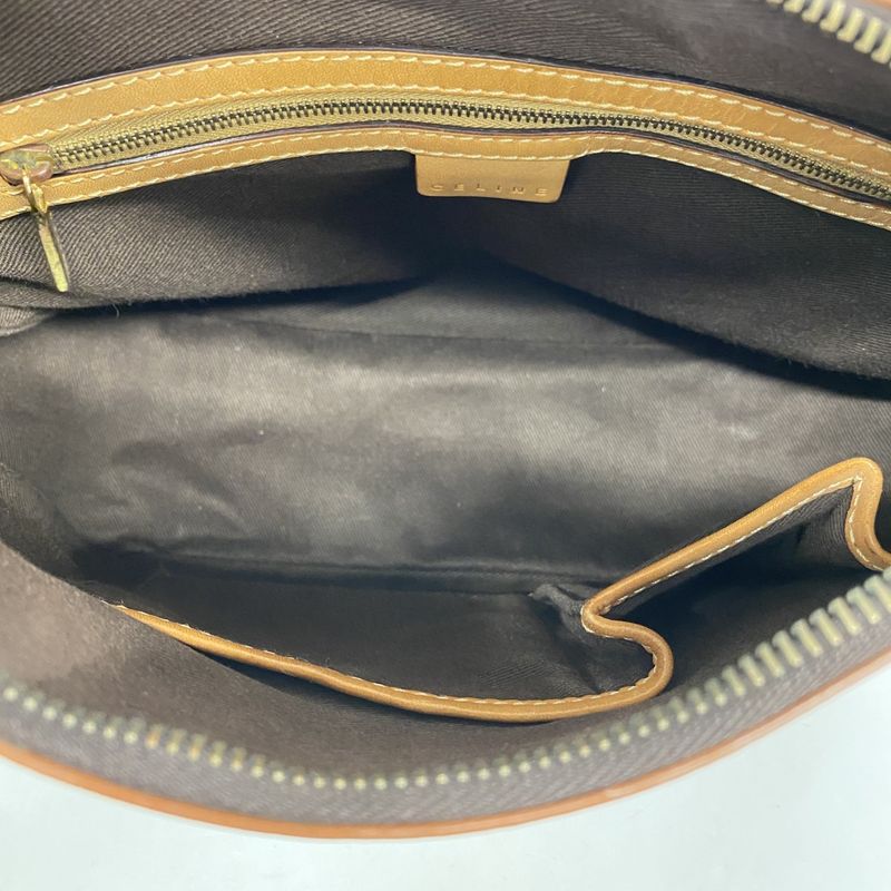 Celine Shoulder Bag Macadam PVC Brown Gold Hardware Women