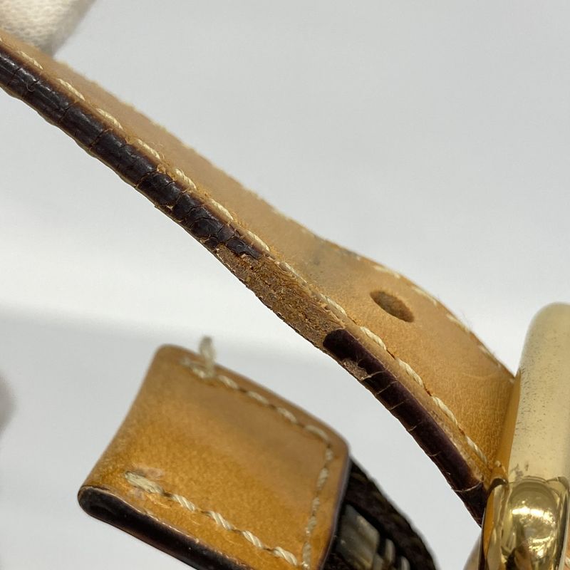 Celine Shoulder Bag Macadam PVC Brown Gold Hardware Women