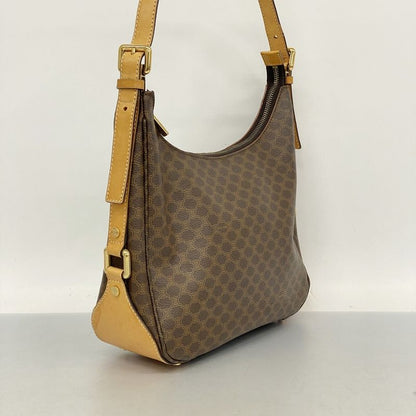 Celine Shoulder Bag Macadam PVC Brown Gold Hardware Women