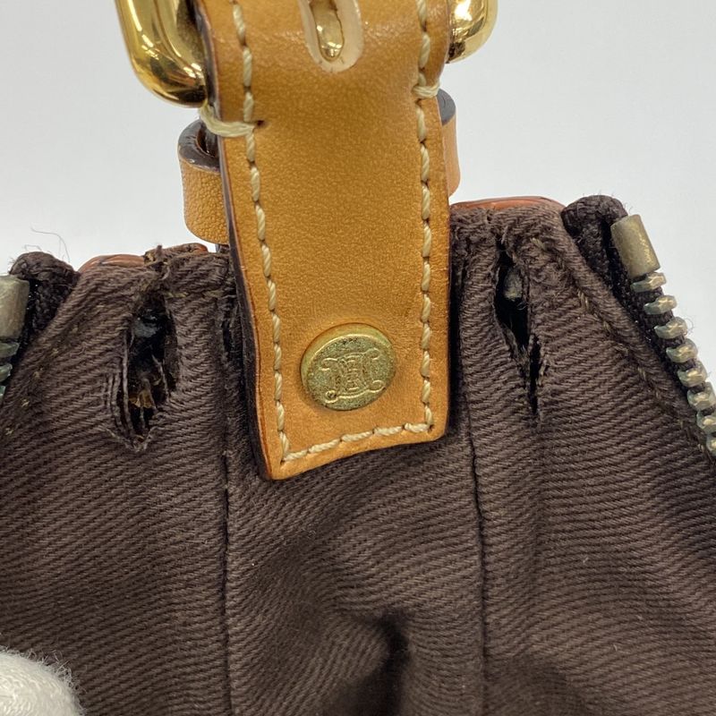 Celine Shoulder Bag Macadam PVC Brown Gold Hardware Women