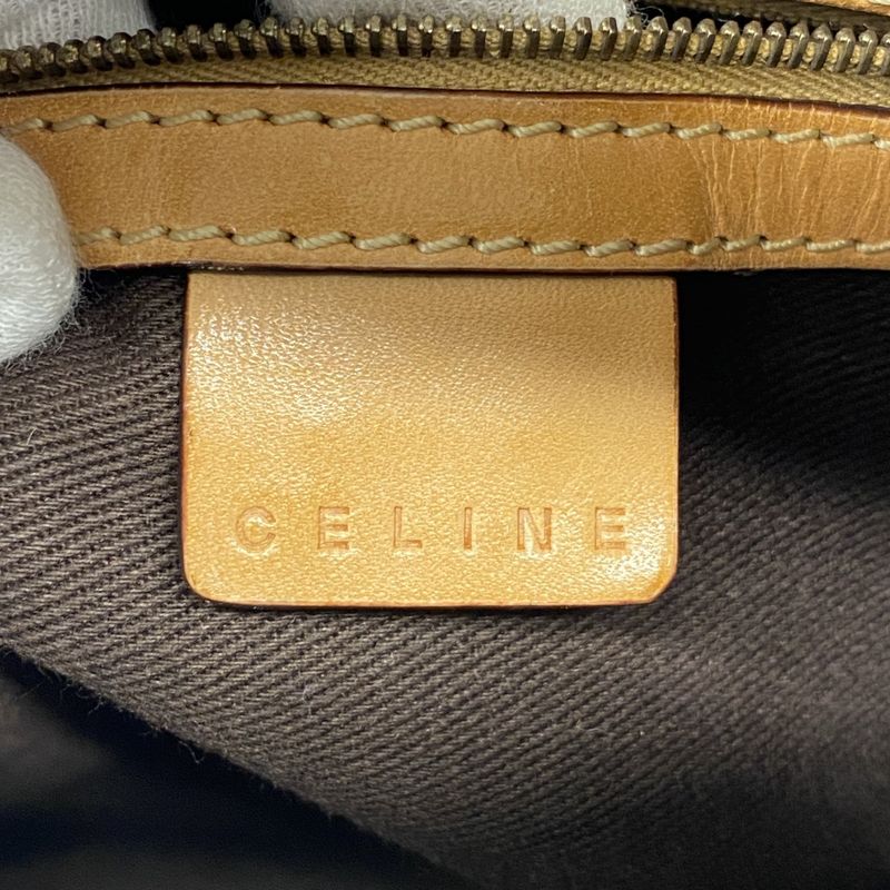 Celine Shoulder Bag Macadam PVC Brown Gold Hardware Women