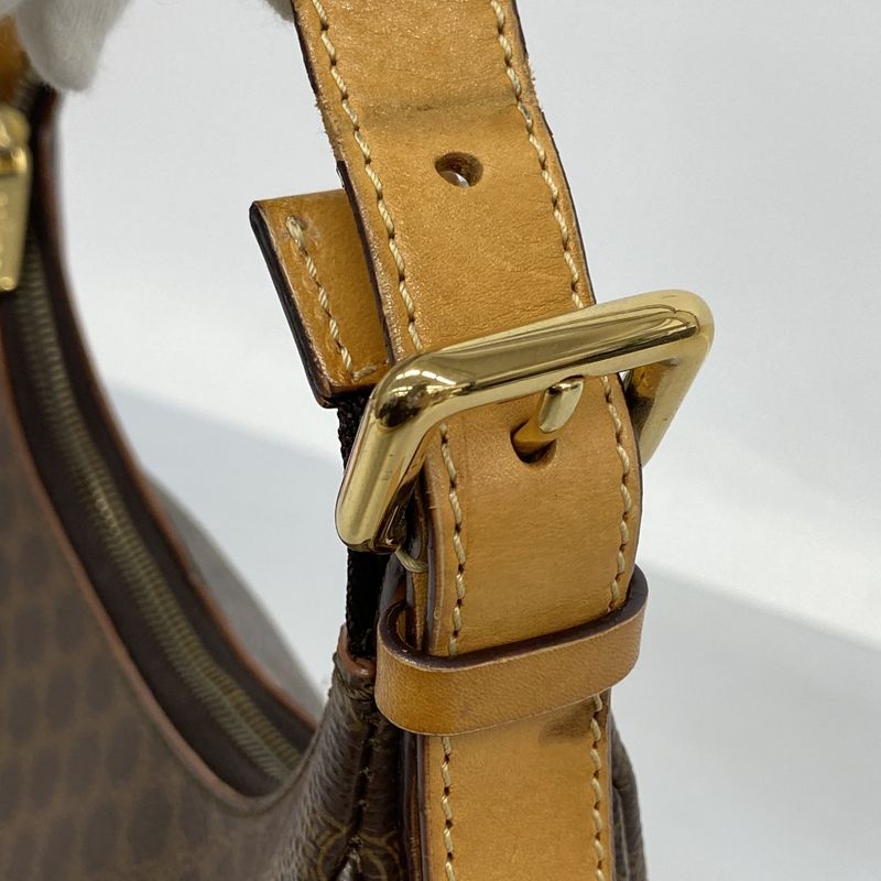 Celine Shoulder Bag Macadam PVC Brown Gold Hardware Women