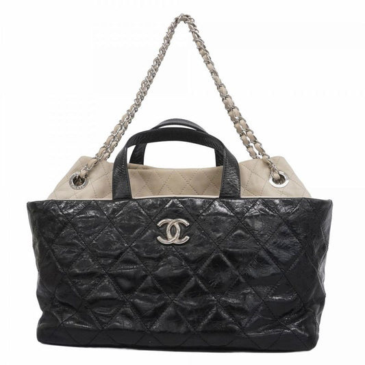 Chanel Handbag Portobello/chain Vintage Calf Black Silver Hardware 2way Bag